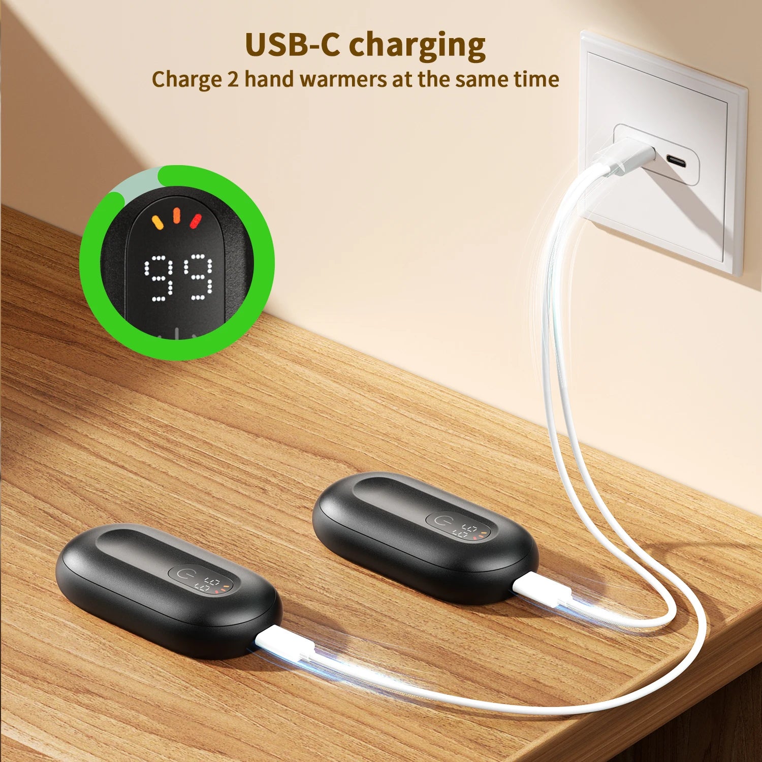 Rechargeable Hand Warmers 2 Pack Magnetic 2-In-1 Reusable Electric Hand Warmer 3 Heat Settings Portable Pocket Hand Heater Gift